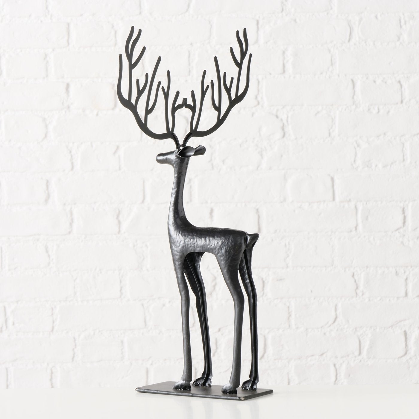 Cornelius Waldsilhouette Dekofigur Hirsch Schwarz 48cm Metall Handgefertigt