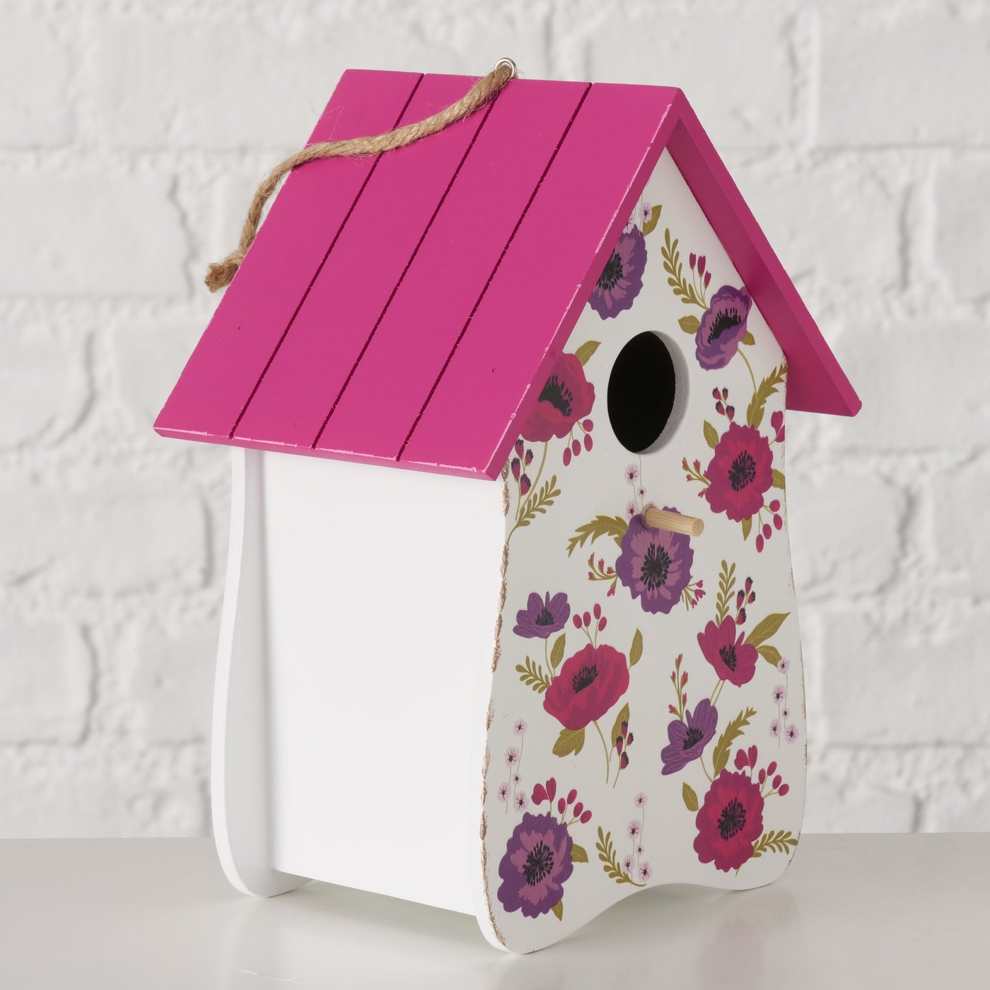 Vogelhaus Holz Anouk Bambus Pink Floral Garten Vogelhaus zum Aufhängen