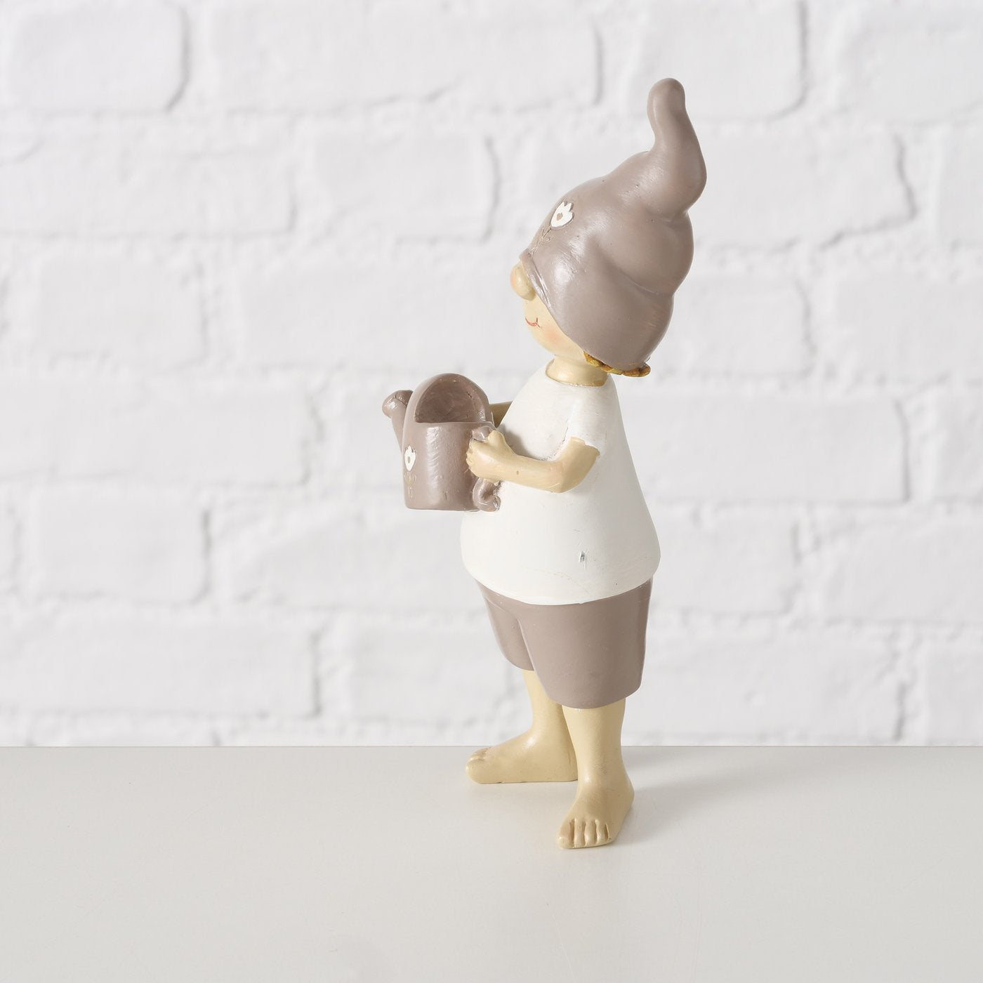 2er Set Gartenliebe Figuren - Taupe & Weiß Kunstharz Deko