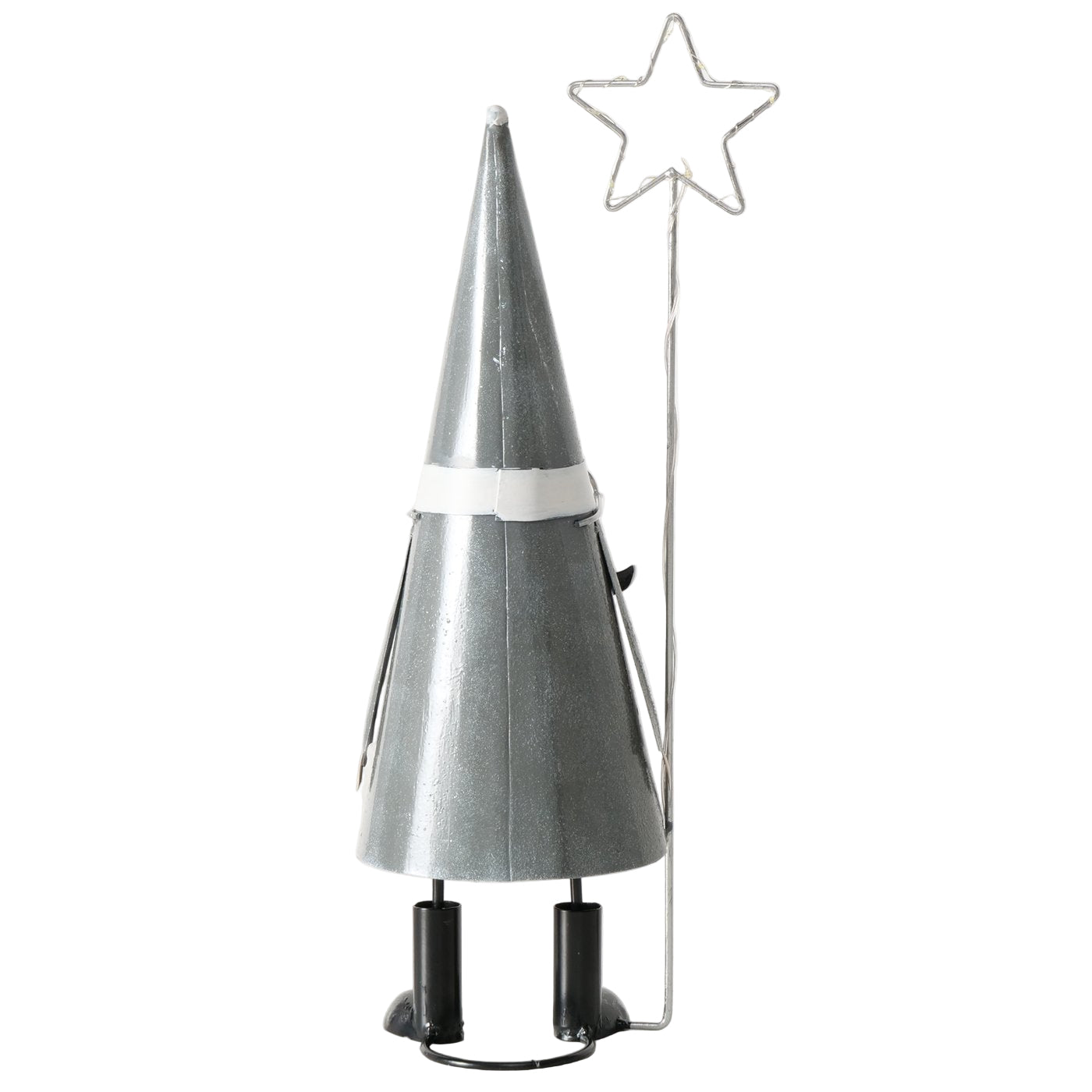 LED Weihnachtsfigur Professor Lumi Metall Silber Handgefertigt 52cm