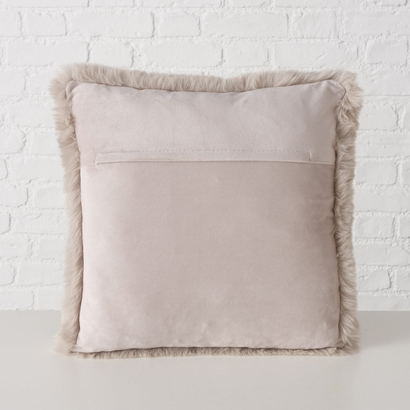 Kissen Set Liz 2 Stück 45x45 cm Kunstfell Creme und Hellbraun