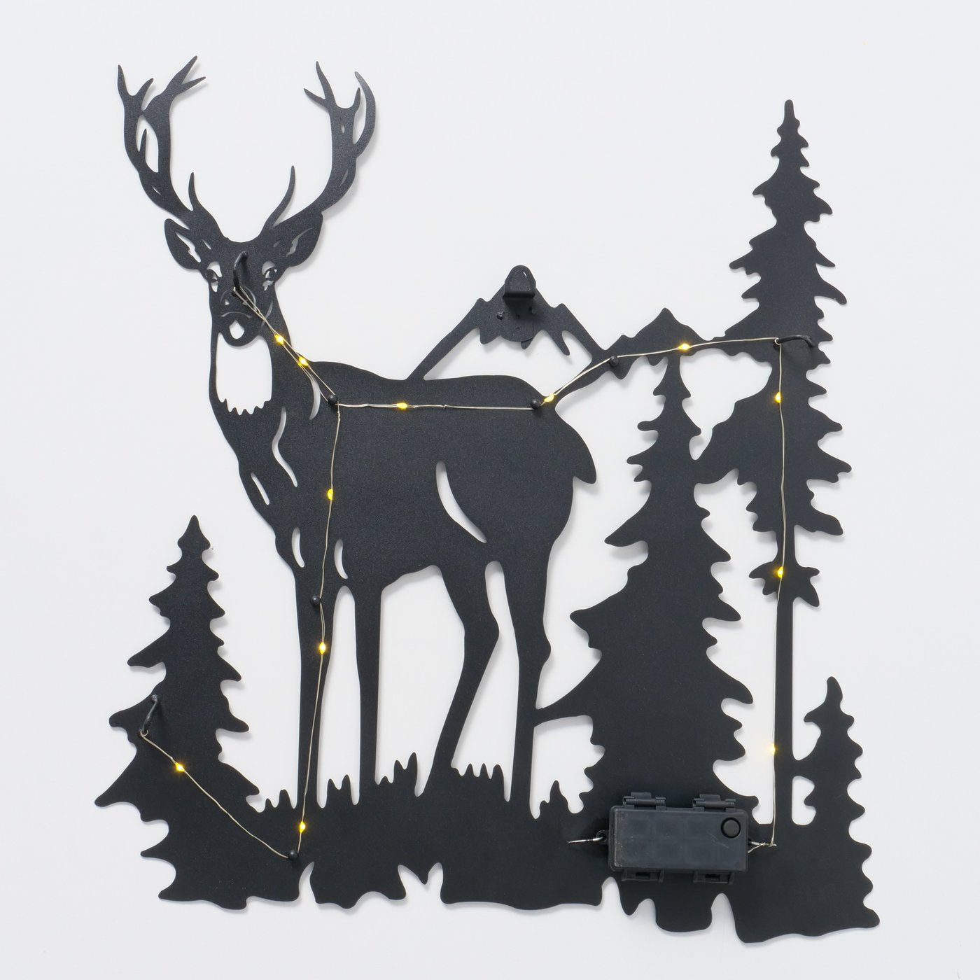 LED Wandobjekt Hirsch im Waldblick – Schwarzes Metall Design