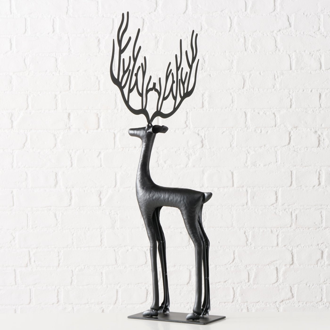 Cornelius Grand Hirschfigur Schwarz 67cm Metall Handgefertigt Matt