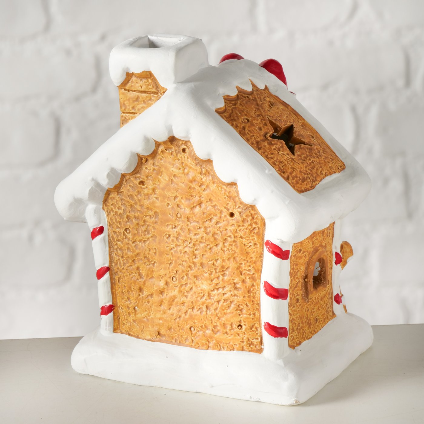 Dekoaufsteller Ginger 2er Set Lebkuchenhaus Mit LED Handbemalt