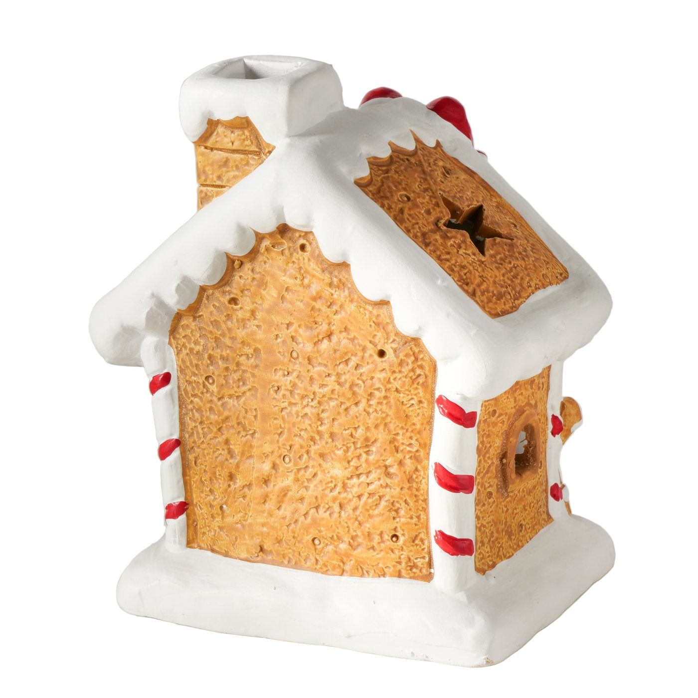 Ginger decorative display stand, set of 2, gingerbread house with LED, hand-painted