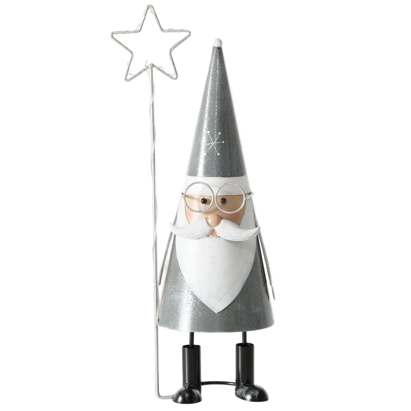 LED Weihnachtsfigur Professor Lumi Metall Silber Handgefertigt 52cm
