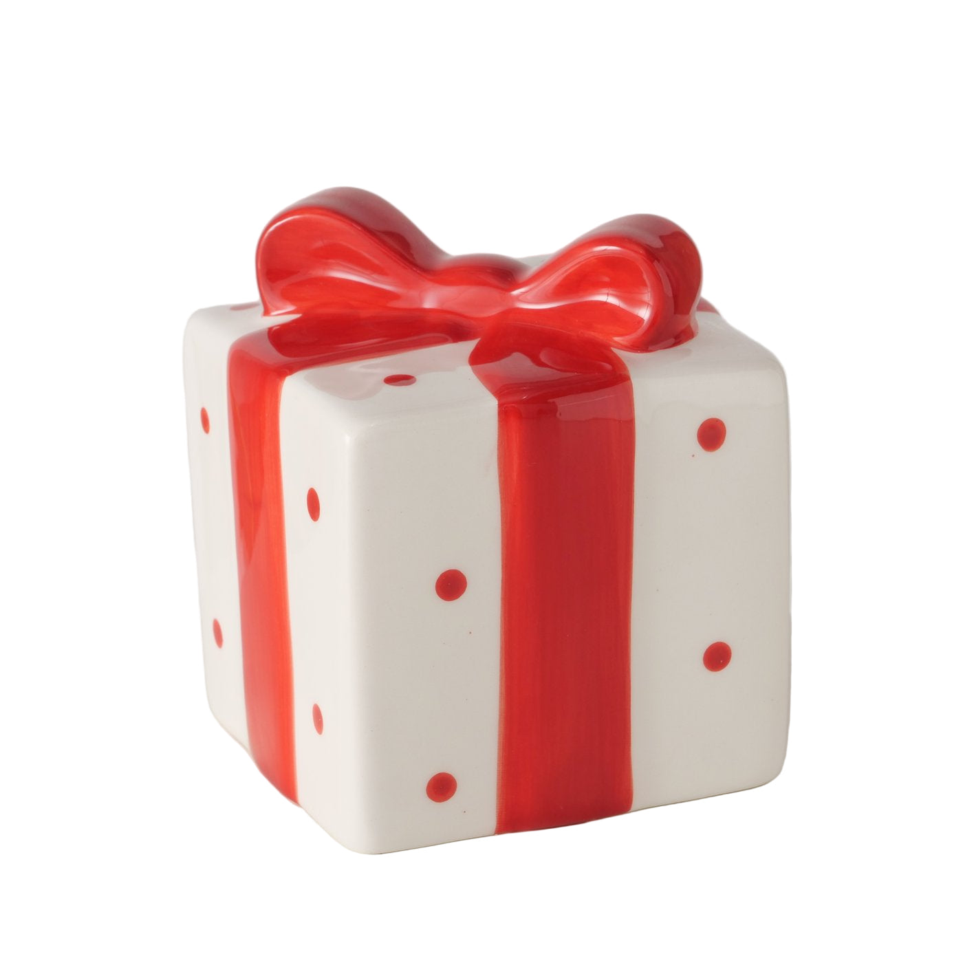 Spardose Gift Keramik Geschenkbox Rot Weiß Handbemalt