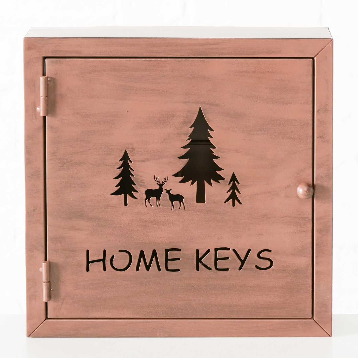 Schlüsselkasten Waldmotiv Hirsche Metall Braun 25cm