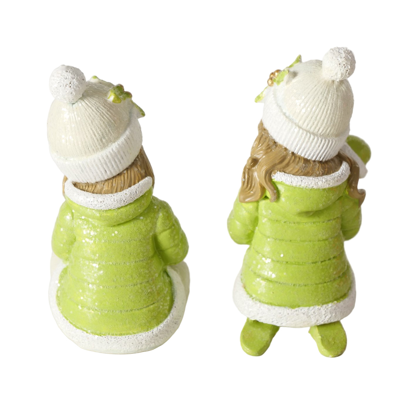 Weihnachtsdeko Figur Maren 2er Set Mädchen mit Teddybär Handbemalt