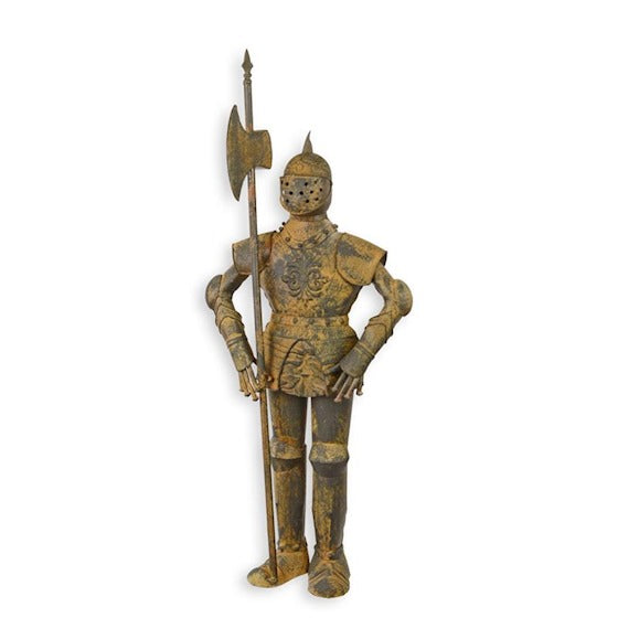 Ritterrüstung Dekofigur Eisen Antik mit Hellebarde Höhe 89,5cm