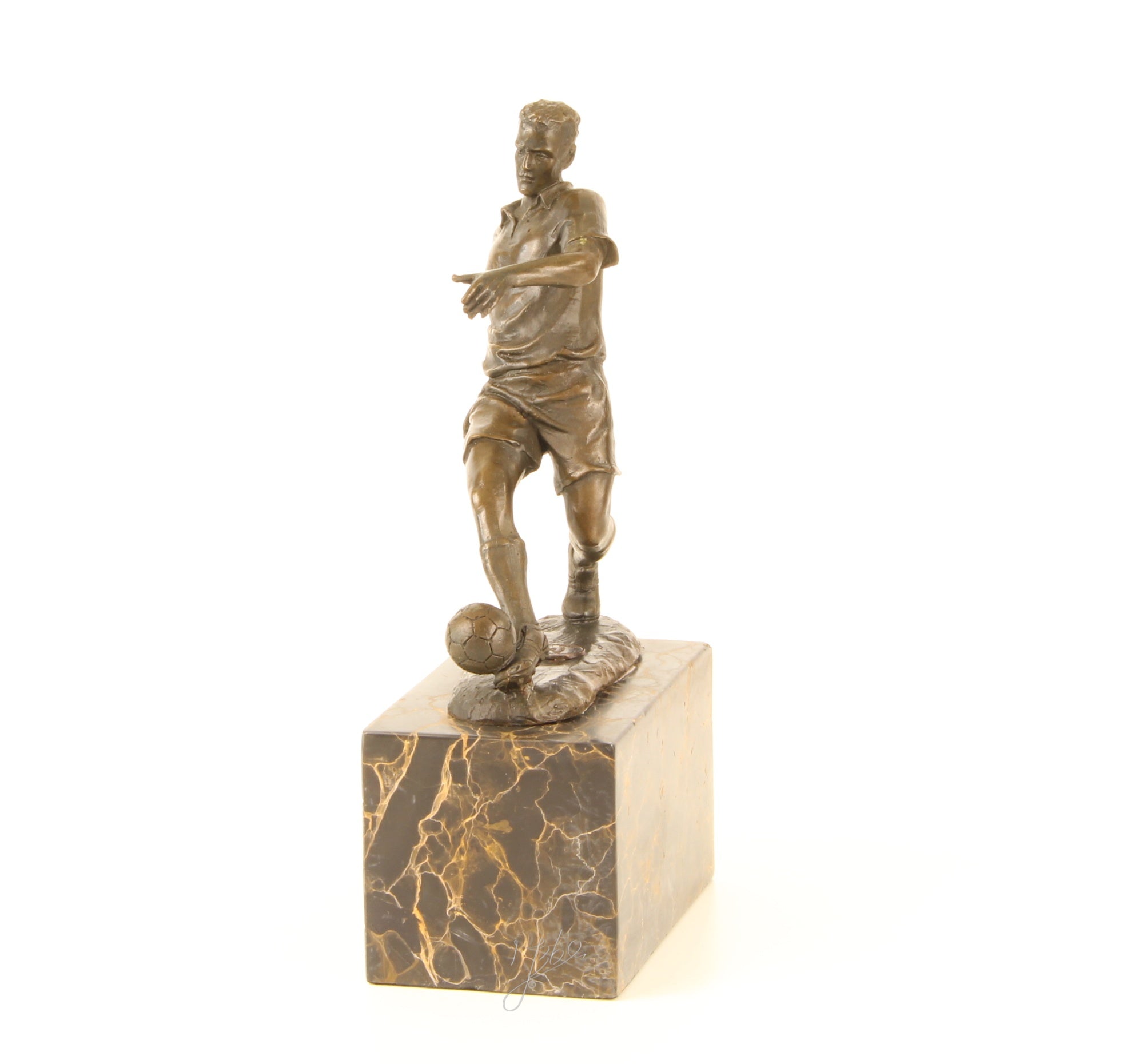 Bronze Skulptur Soccer Player Fussballer Fußball 23cm