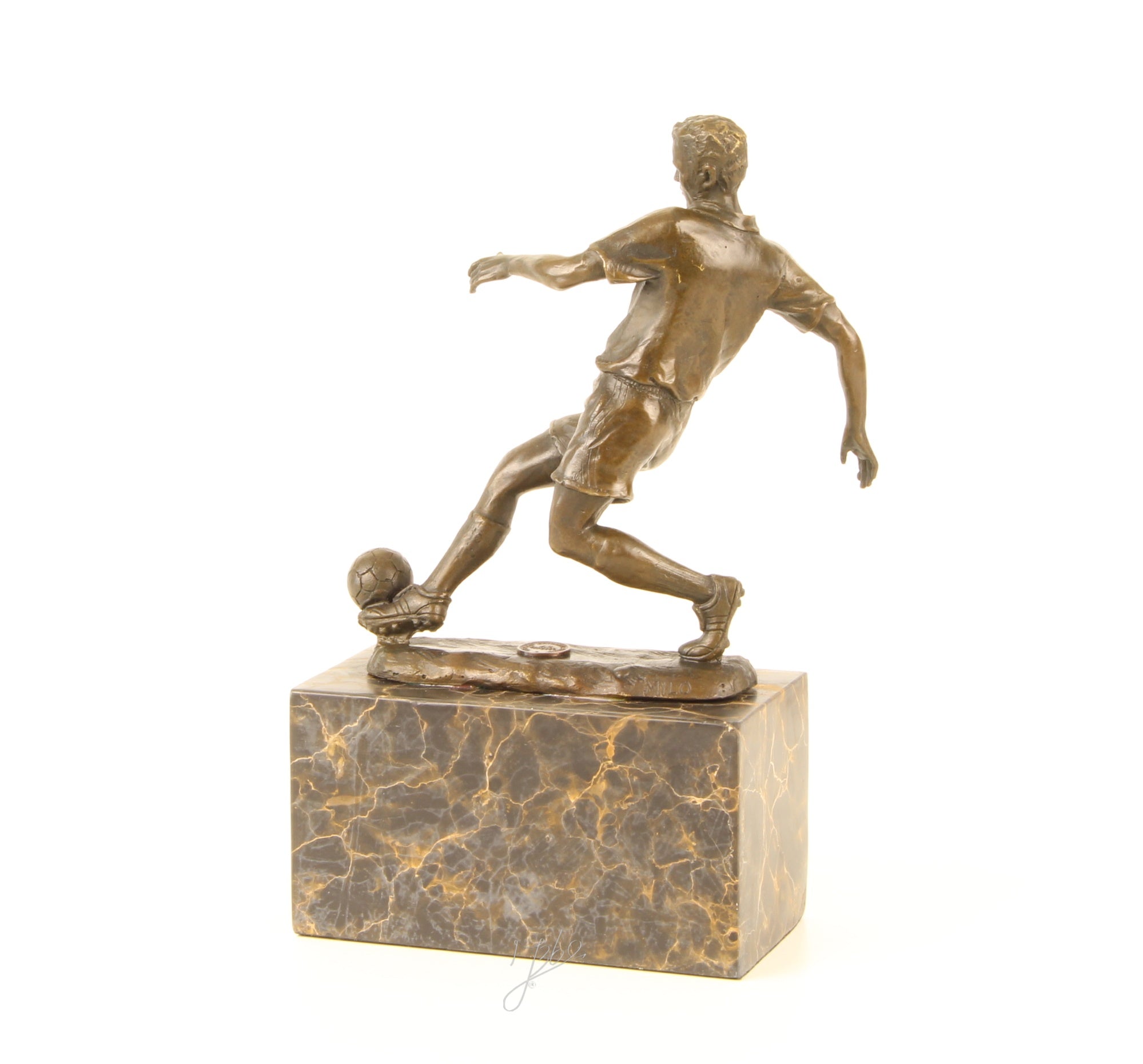 Bronze Skulptur Soccer Player Fussballer Fußball 23cm