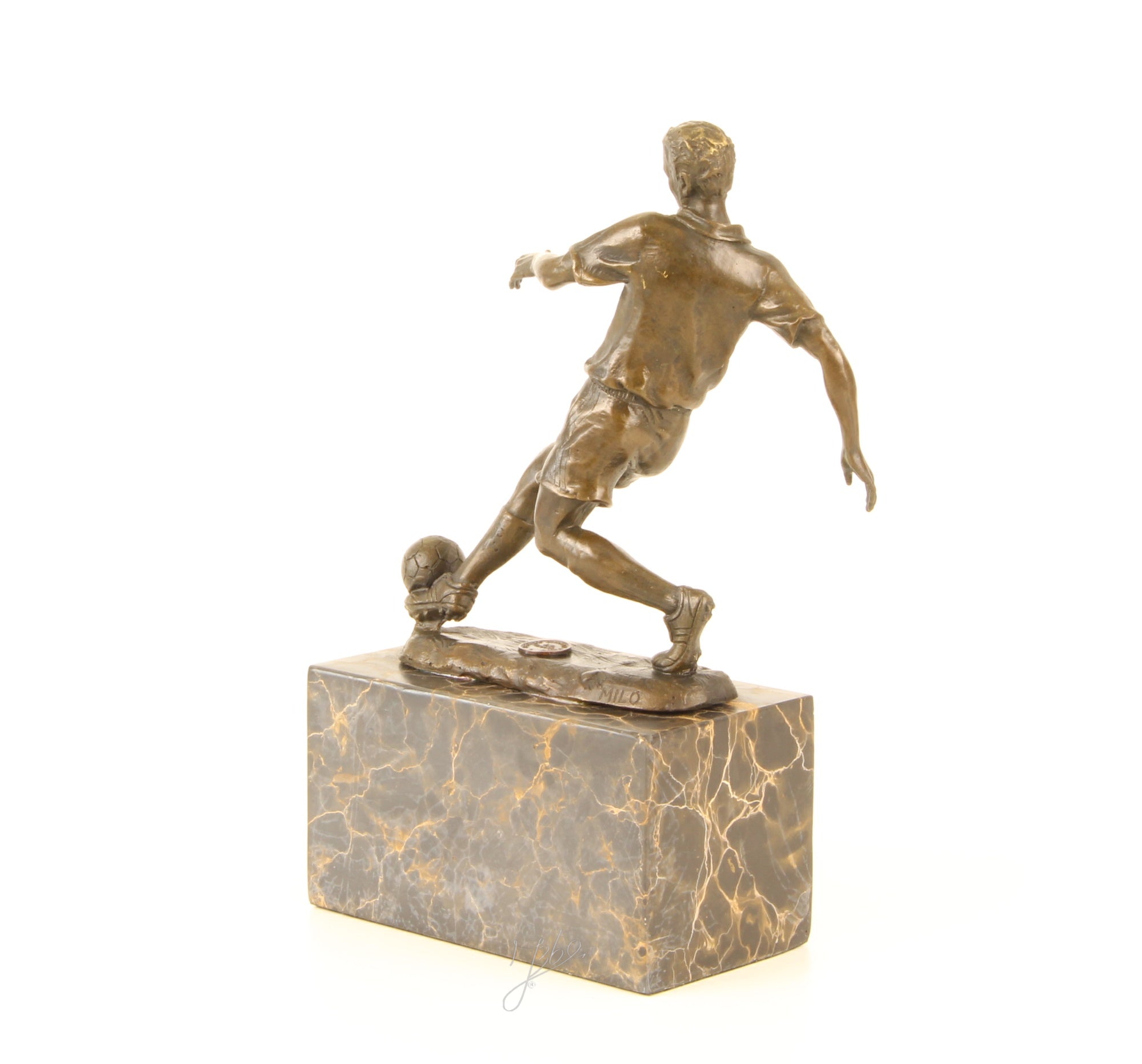 Bronze Skulptur Soccer Player Fussballer Fußball 23cm