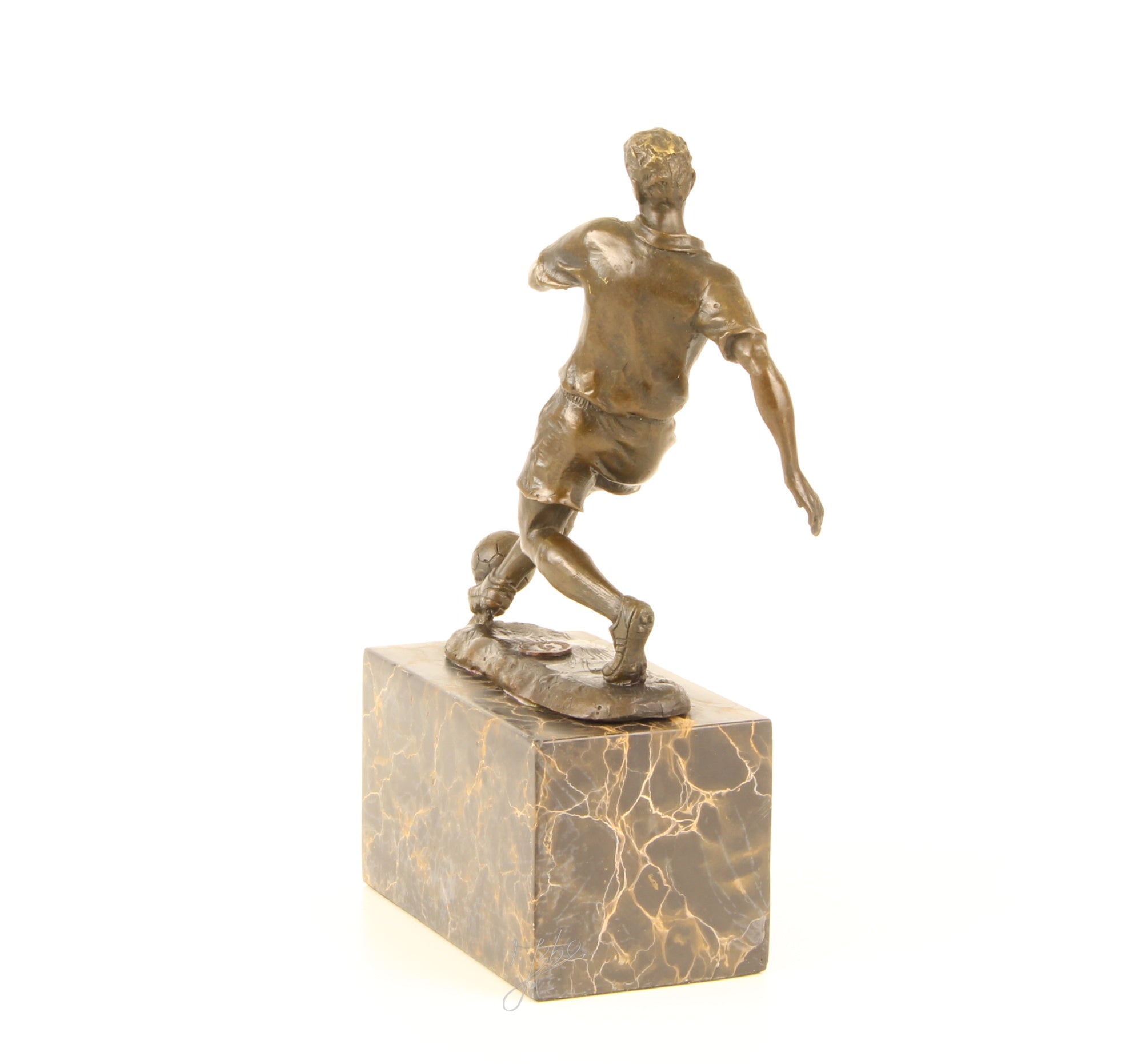 Bronze Skulptur Soccer Player Fussballer Fußball 23cm