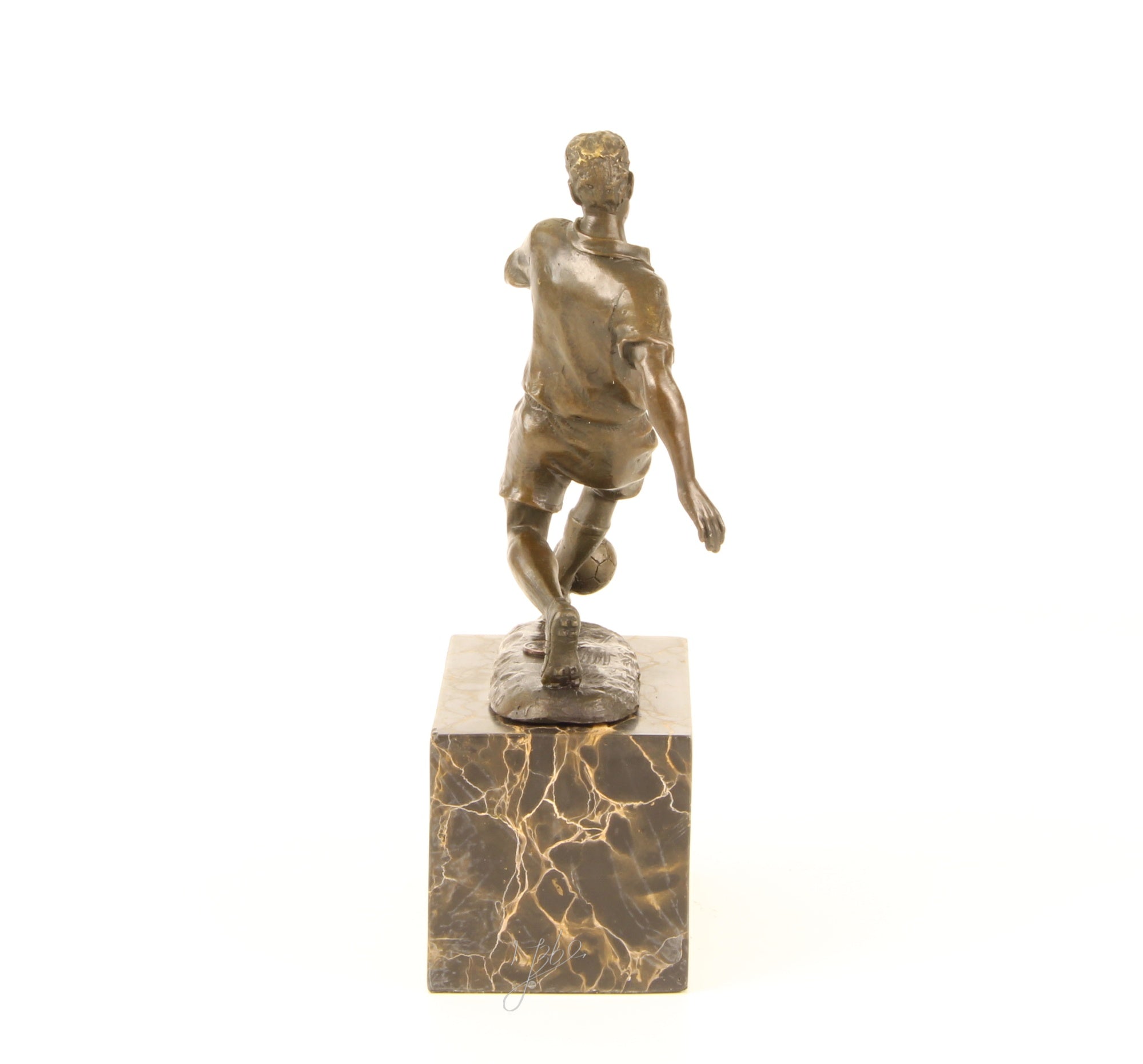 Bronze Skulptur Soccer Player Fussballer Fußball 23cm