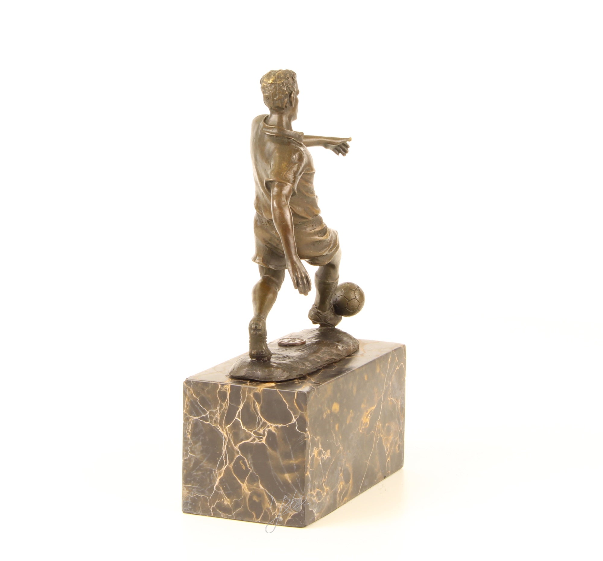 Bronze Skulptur Soccer Player Fussballer Fußball 23cm