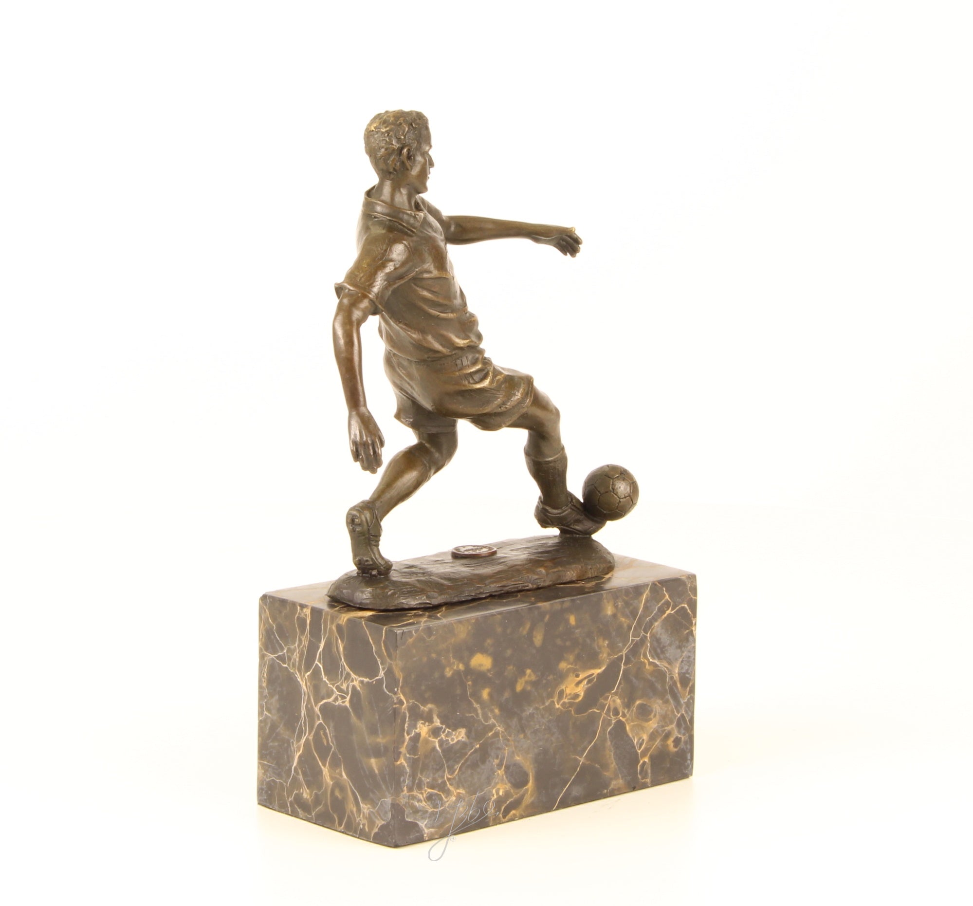 Bronze Skulptur Soccer Player Fussballer Fußball 23cm