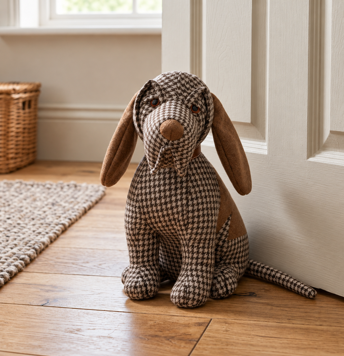 Türstopper Cooper Hund kariert beige braun 28 cm
