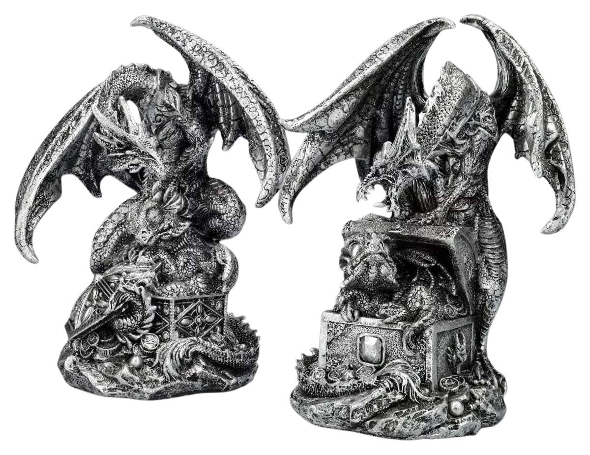 Dekofigur Drachen Wächterschatz 2er Set Mystische Fantasy Skulpturen