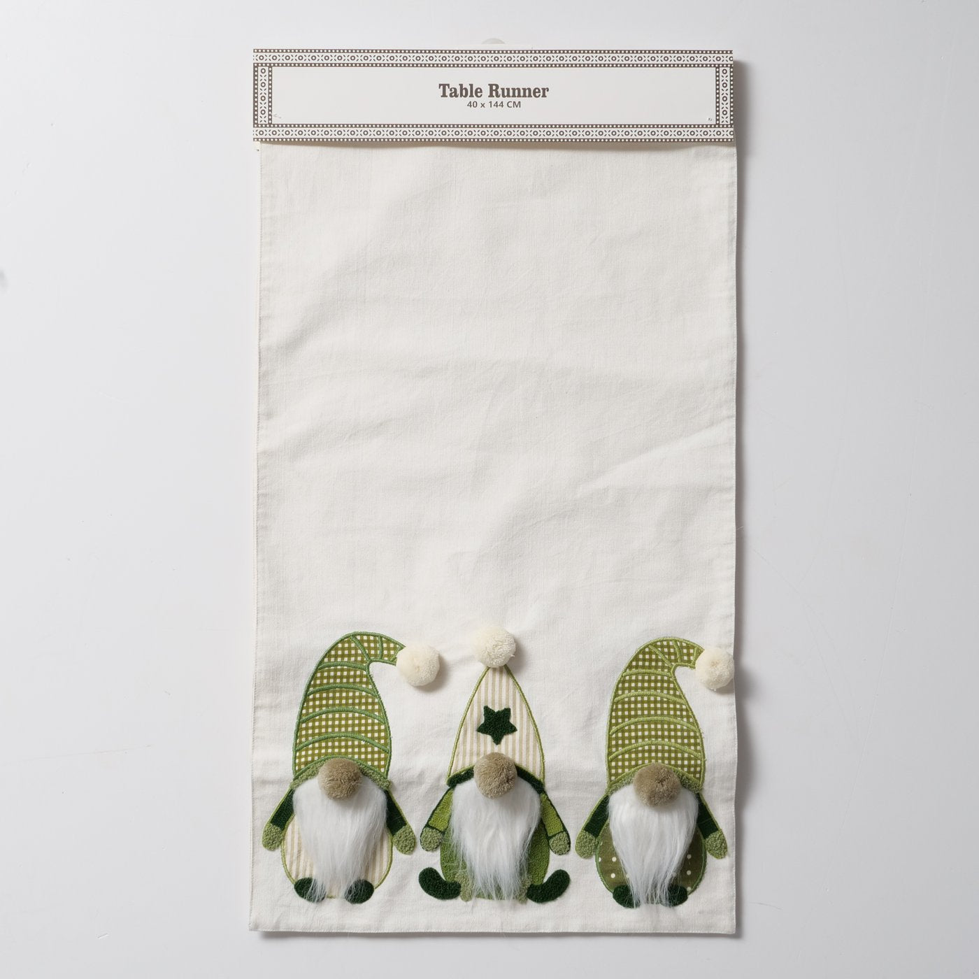 Tischläufer Wichtelzauber Grün Weiß Handgefertigt 40x144 cm