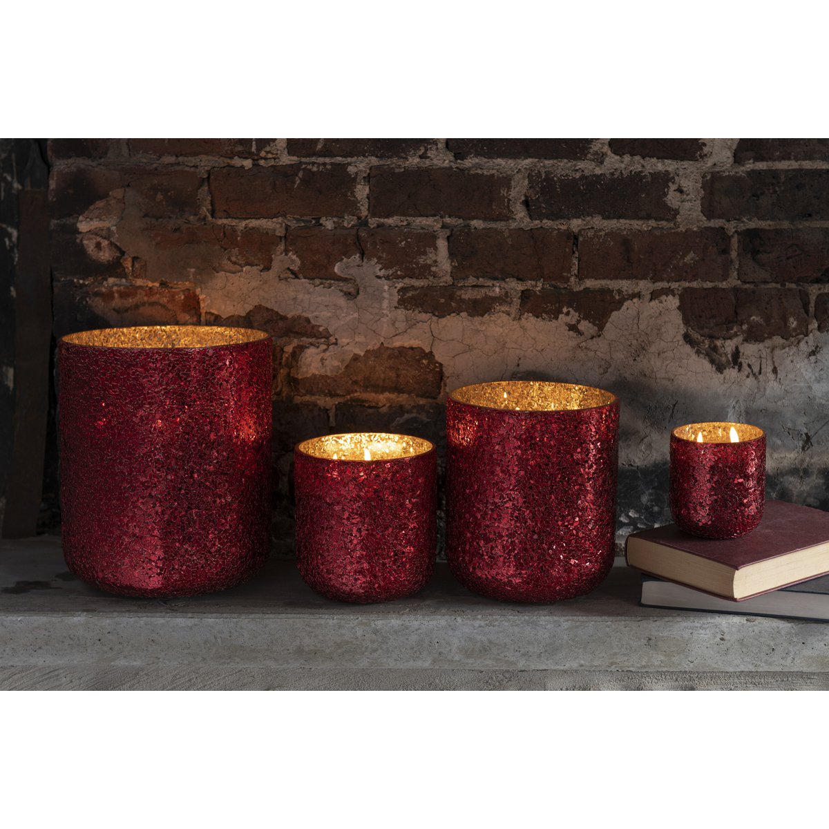 J-Line geurkaars Luxuria – Berry Bliss – glas – rood – klein – 40U