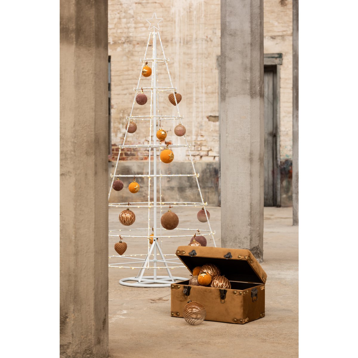 J-Line Weihnachtskugel Herz – Samt/Glas – Braun – klein – 6er-Box