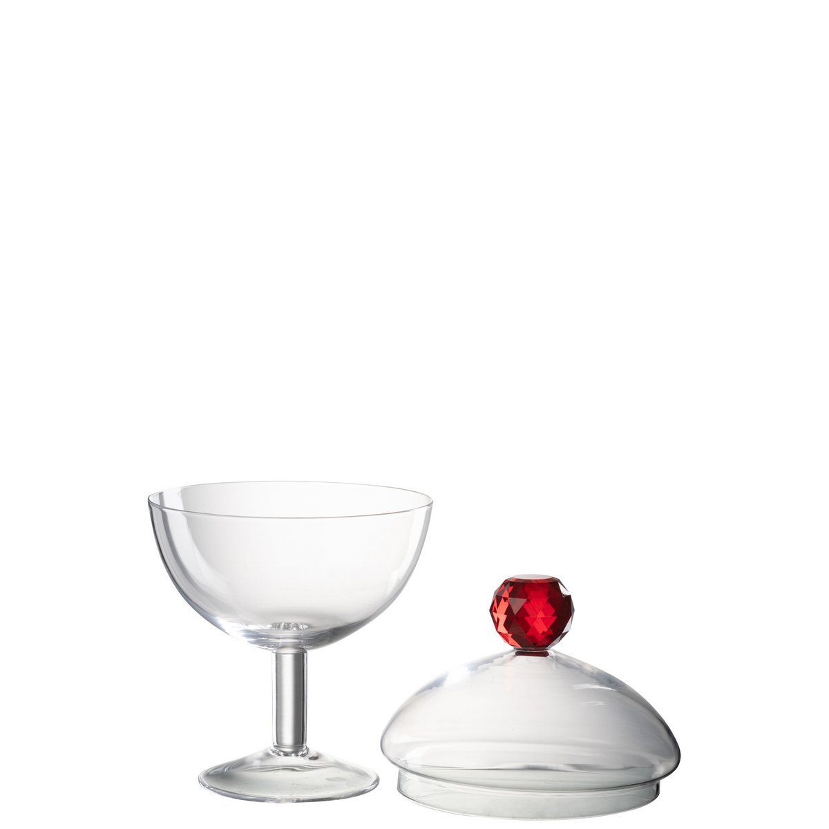 Vorratsdose Diamant Kristall Glas Transparent Rot 25 cm