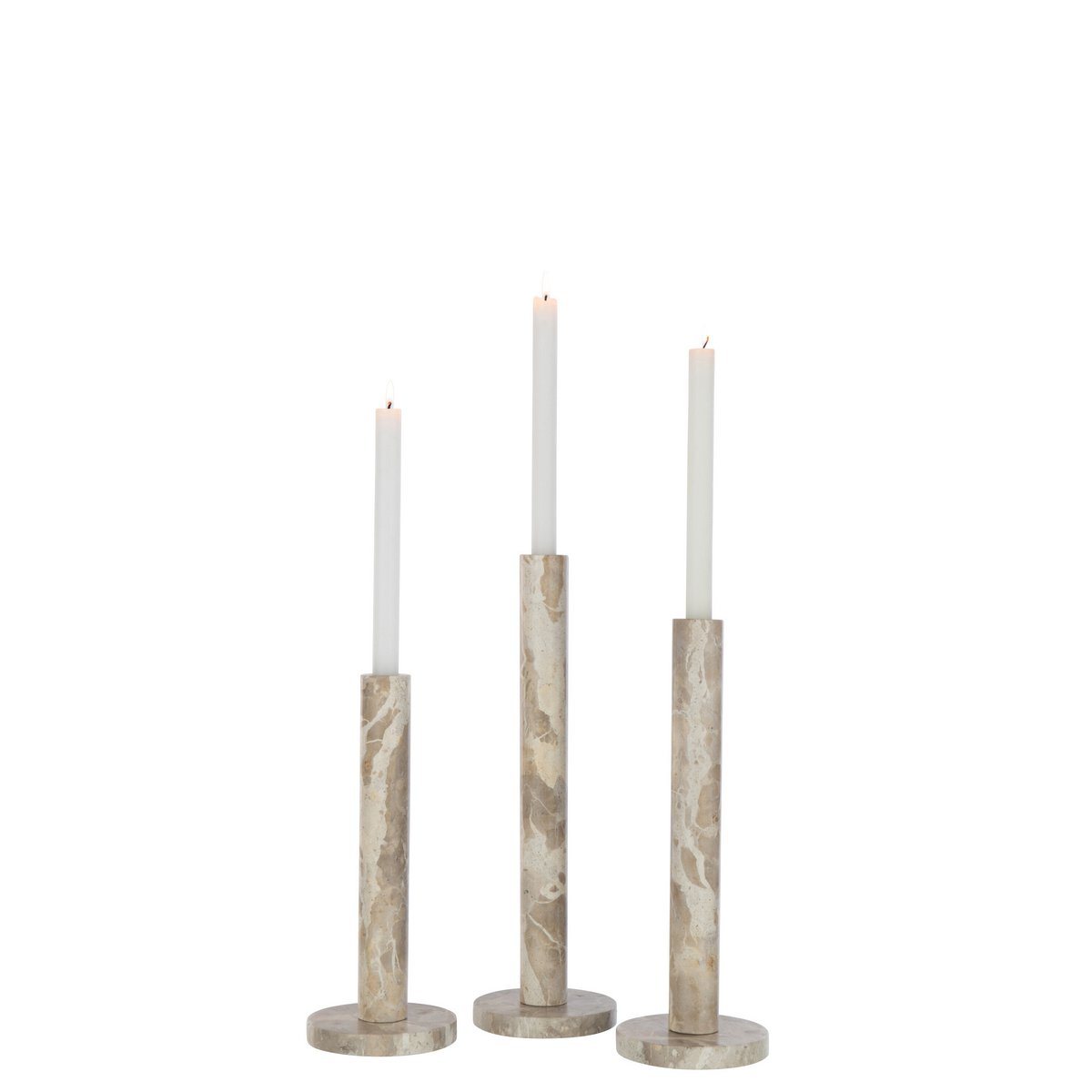 3er-Set Kerzenhalter Marmor Beige