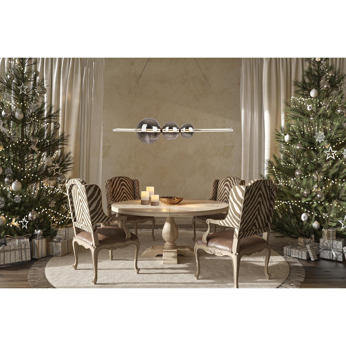 LED Pendelleuchte chrom "NOVA" aus chromfarbenem Metall, Kunststoff und Rauchglas, mit fest verbauten LEDs, ca. 105 cm lang