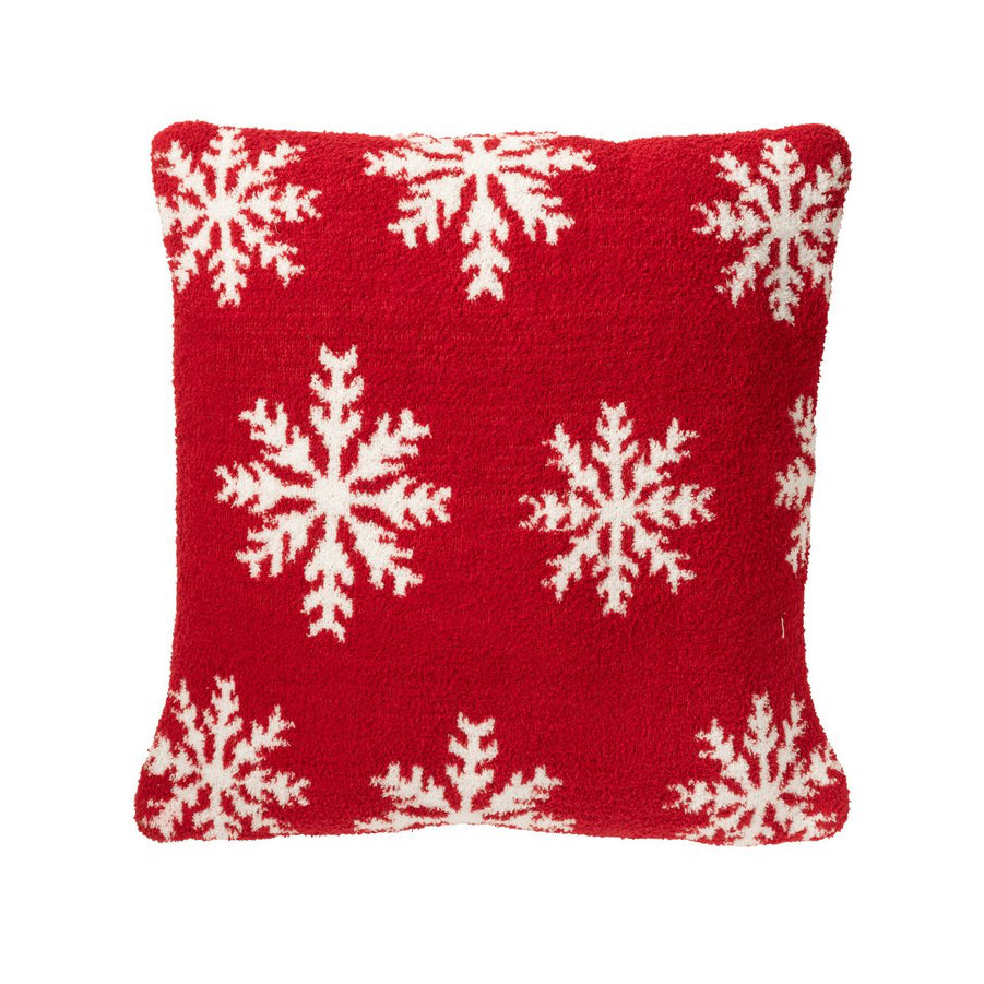 Dekokissen Schneeflocken Baumwolle Rot Weiß
