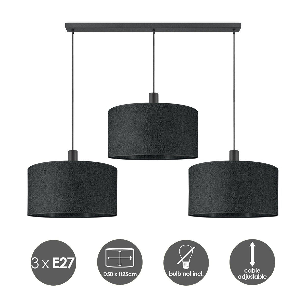Zuhause süße Haushaltslampe Leinwand - XXL Strahl 3L - Schwarz - 50 cm