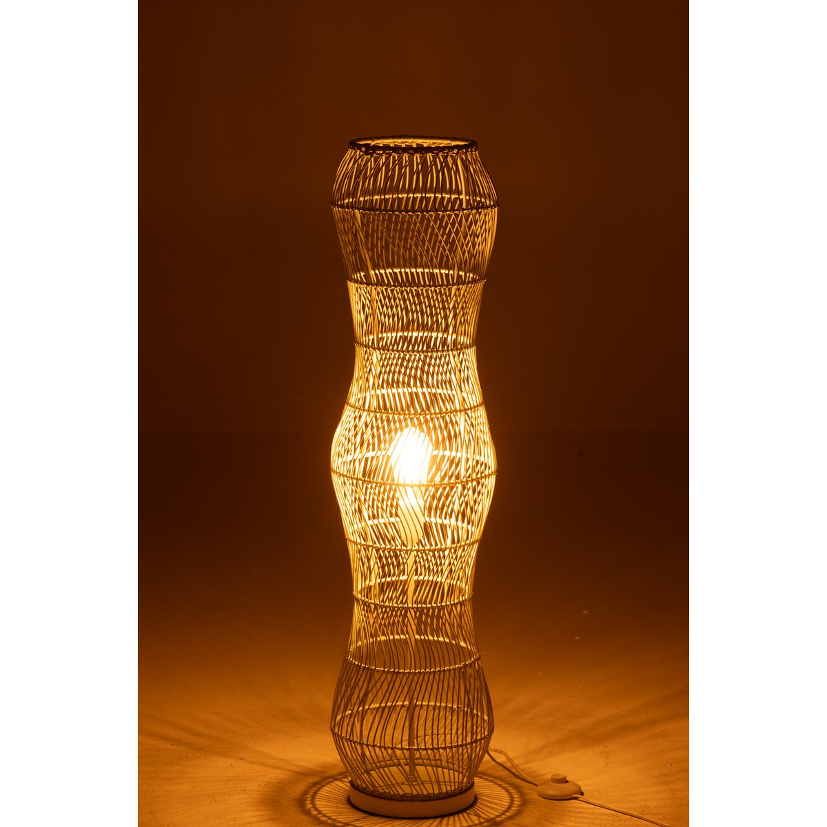 J-Line Stehlampe Rattan Metall gedreht Grün