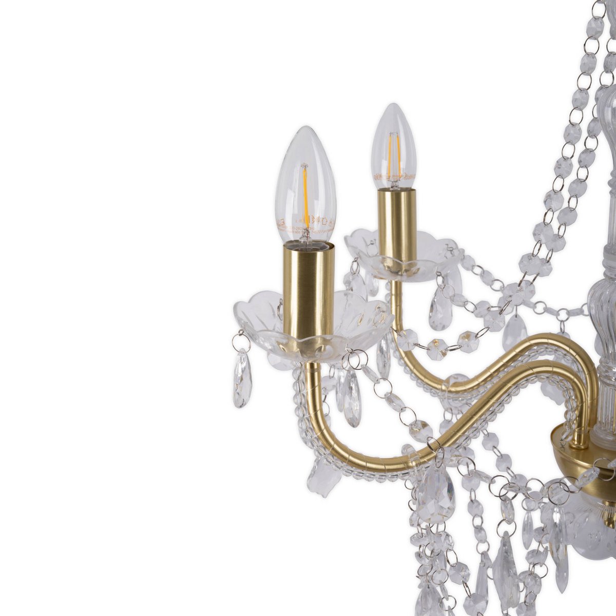 5er Krone "Cecilia" Ø 52 cm, aus Metall und Acryl, in Gold, E14