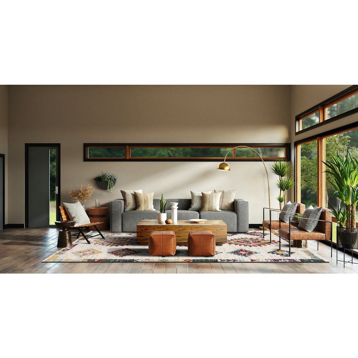 Weicher Innenteppich mit zeitgenössischen ethnischen Mustern Sirocco