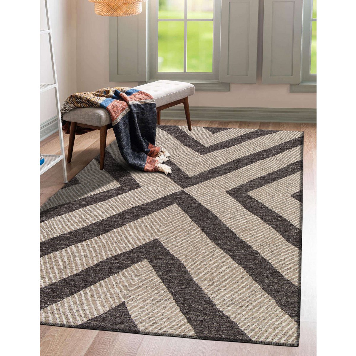 Goblin gewebter Teppich in Jute und recyceltem Polyester -Basalt