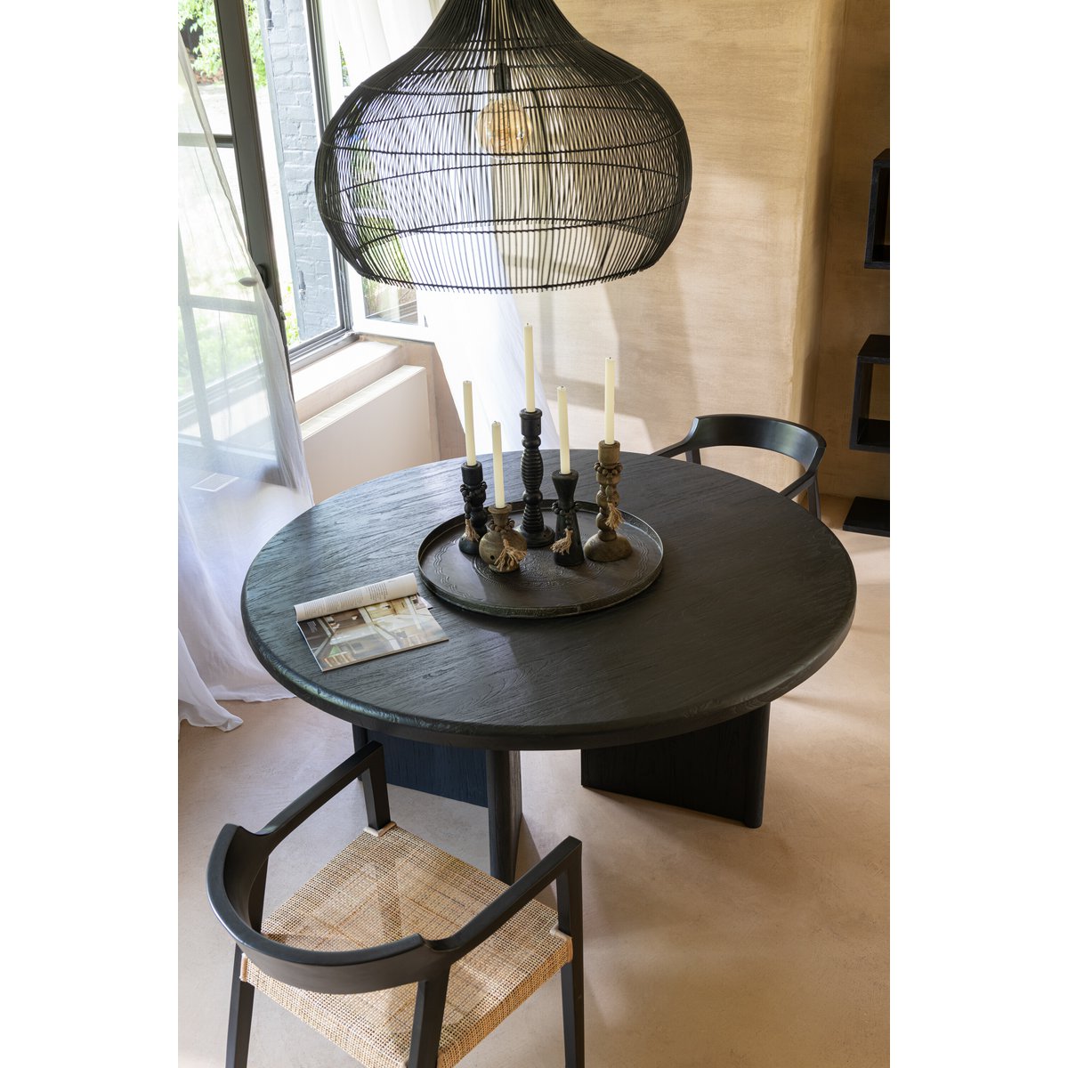 Tisch Round Teak – Holz – Schwarz