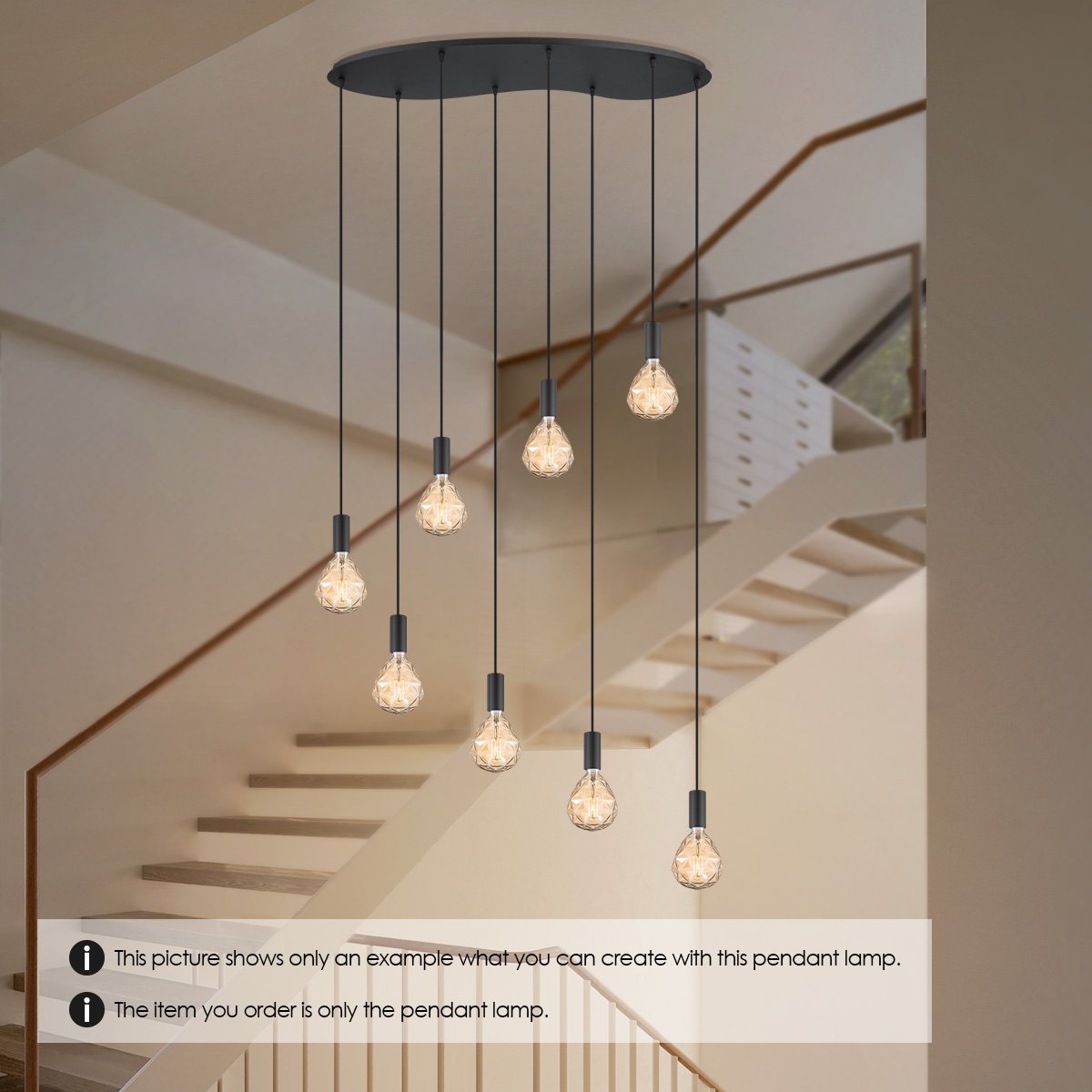 Ovale Metall-Hängelampe 8L - 100/34,4/117,5CM