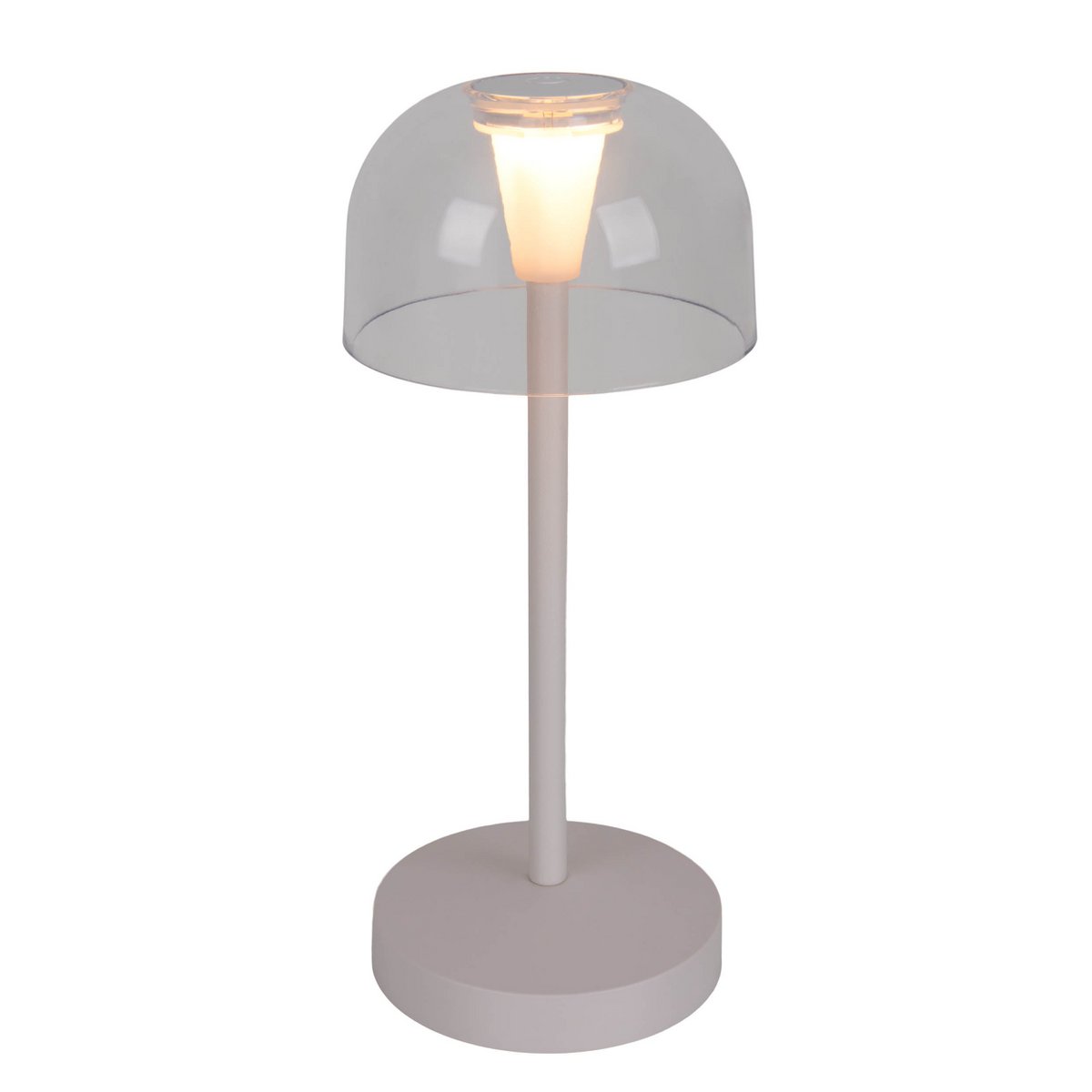 Set of 2 LED battery-operated table lamps "Gomba" for indoor and outdoor use, made of metal and plastic in white, 18.5 cm high