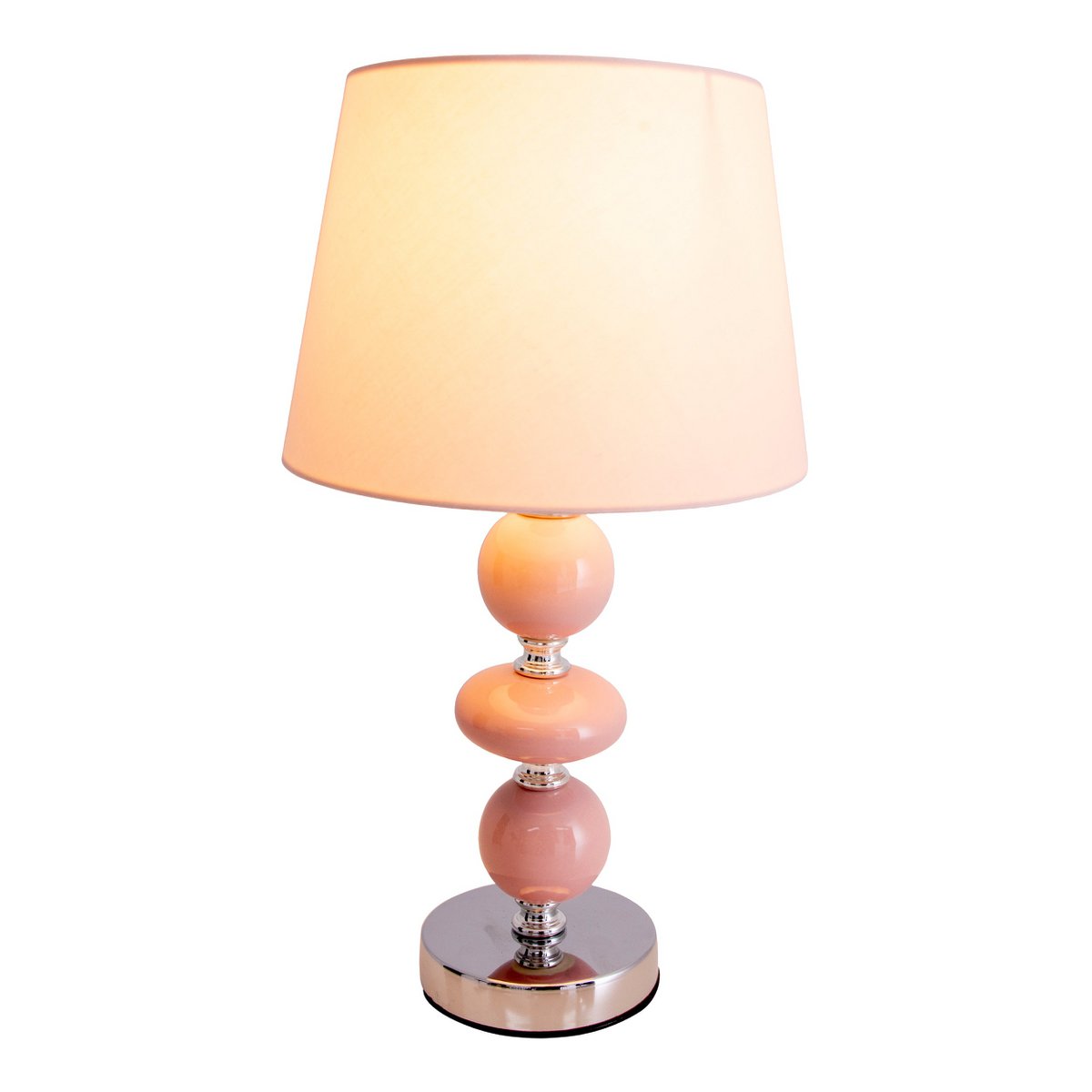 Keramik Tischleuchte "Araga" 36 cm hoch, Tischlampe aus Metall, Keramik, mit Textilschirm, rosa, mit E14-Fassung, Beleuchtung für Esszimmer, Wohnzimmer, Diele oder Büro,