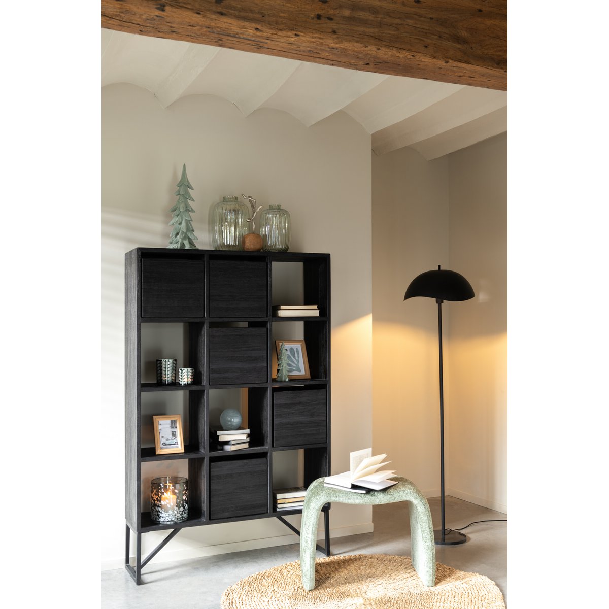 J-Line Stehleuchte Metall/Marmor Schwarz