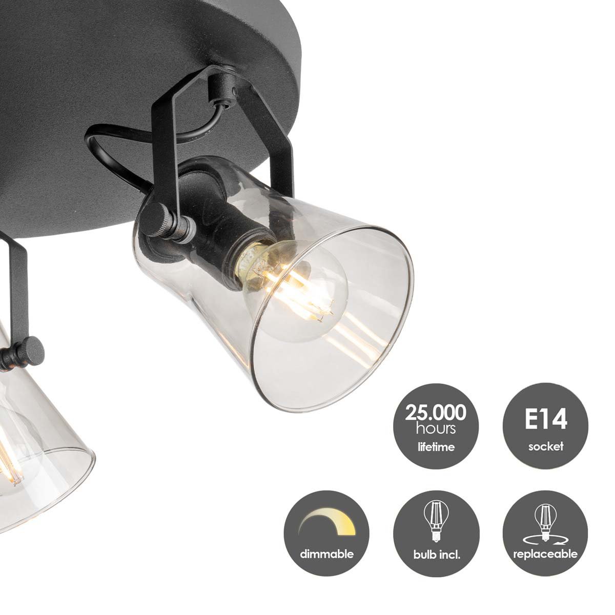 LED Aufbaustrahler Edge 3 - Rund - dimmbar - Schwarz