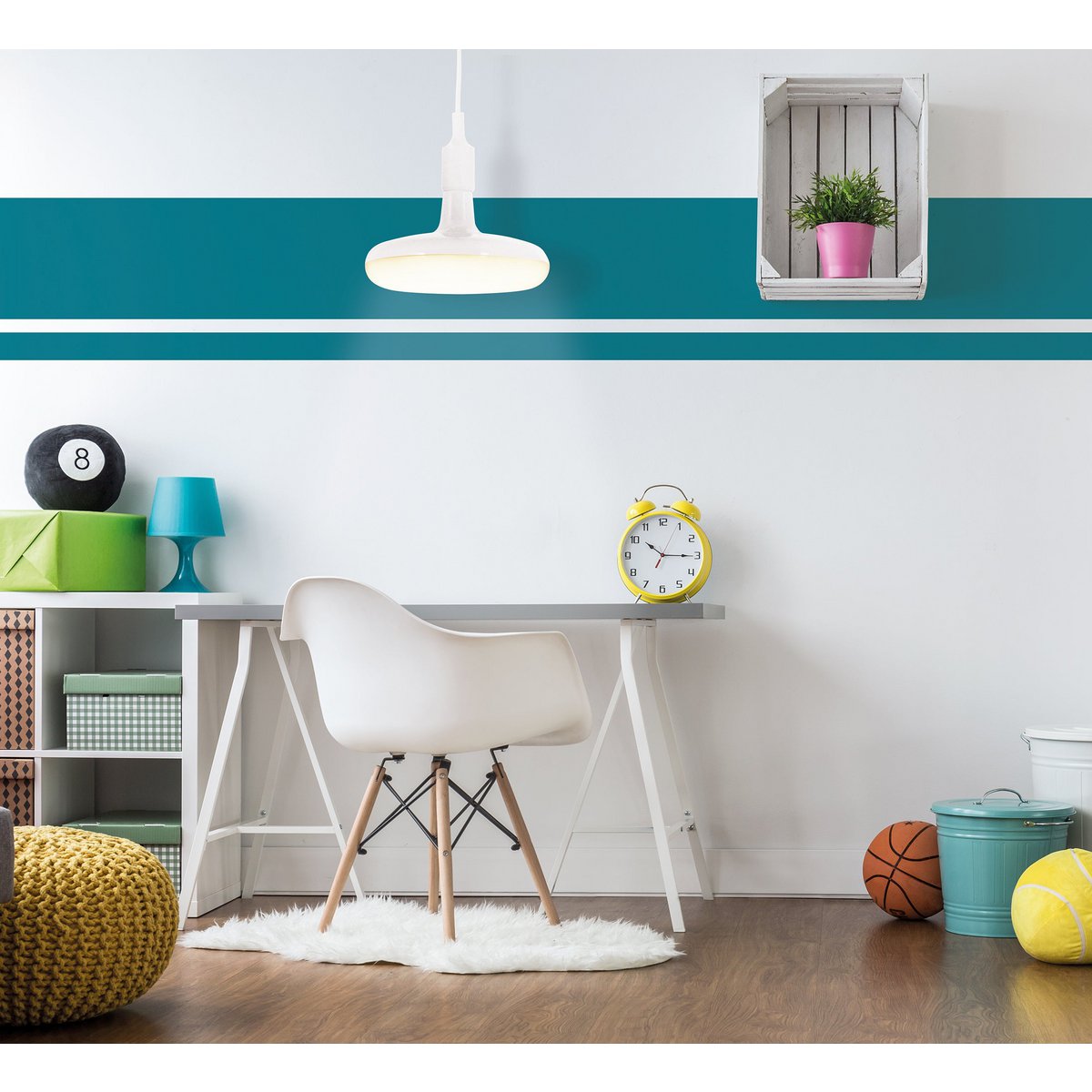 Pendelleuchte "UFO" LED weiß Hängelampe aus Kunststoff mit E27-Fassung inkl. Leuchtmittel