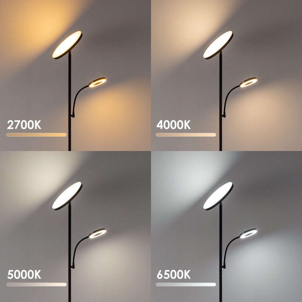 LED-Leselampe Boden – Modernes Schwarz