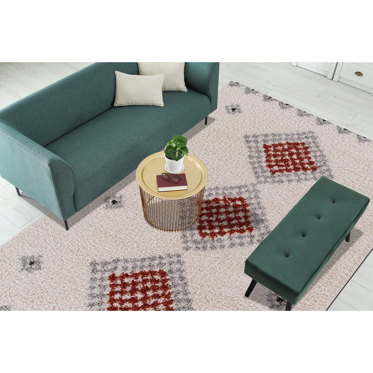 Weicher und weicher zotteliger Teppich mit langen Haaren Tessera