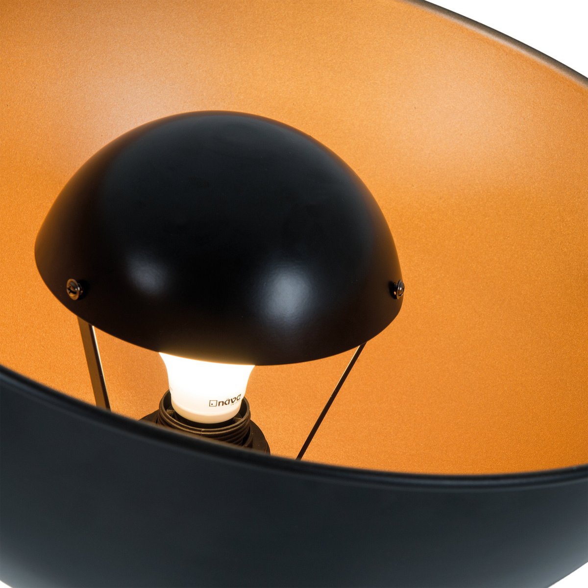 Stehleuchte Dreibein "BERNICE", Stehlampe aus Metall in Schwarz, und Gold mit E27-Fassung, Beleuchtung für Wohnzimmer, Esszimmer oder Büro