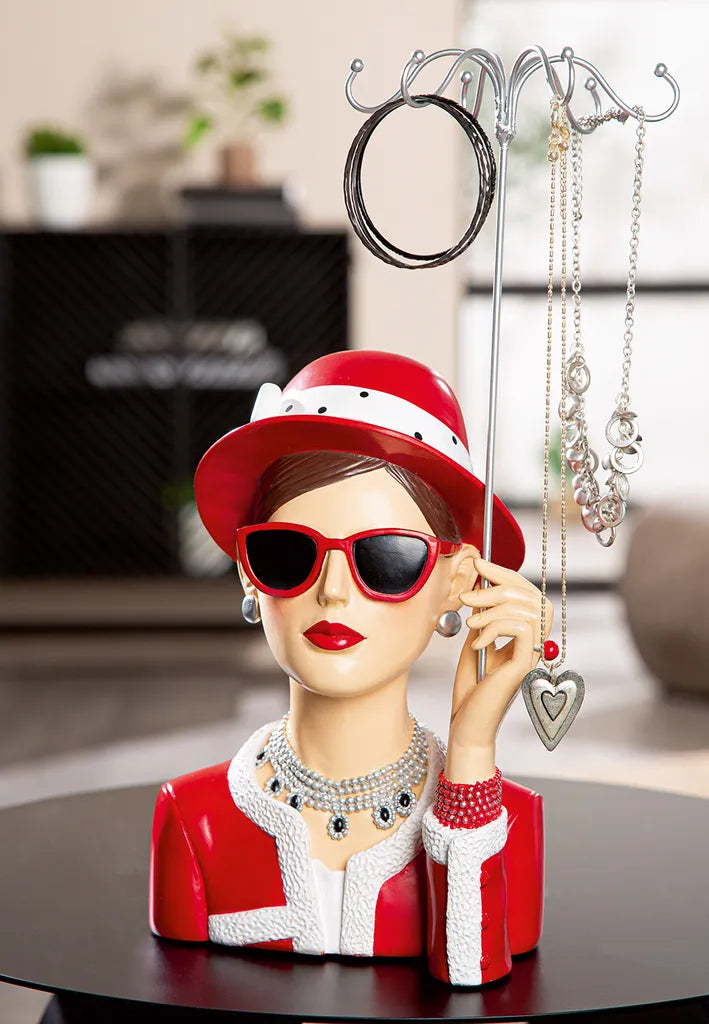 Schmuckständer Lady Chloe Figur Metalloptik Rot 40cm
