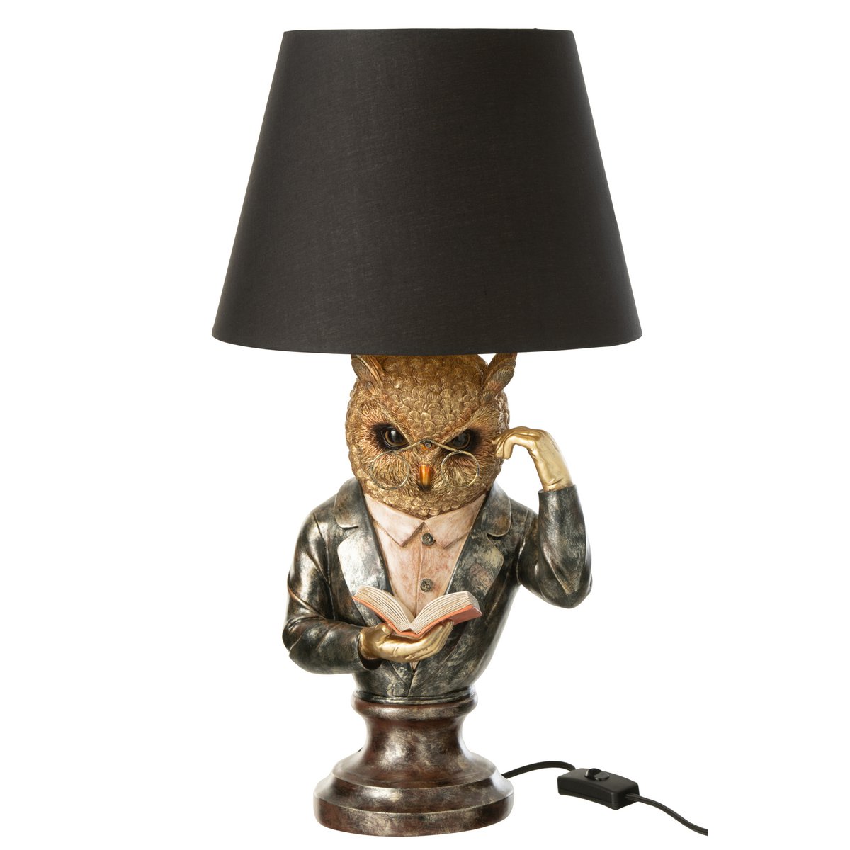 J-Line Tischlampe Eule + Schatten Polyresin Antikes Braun/Gold