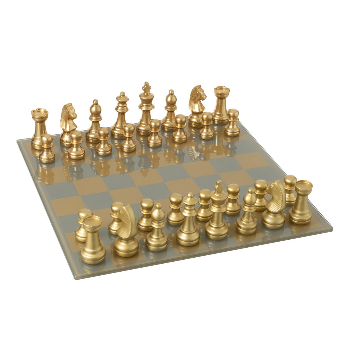 Schachset Gold Polyresin Luxus Deko Schachbrett 61cm
