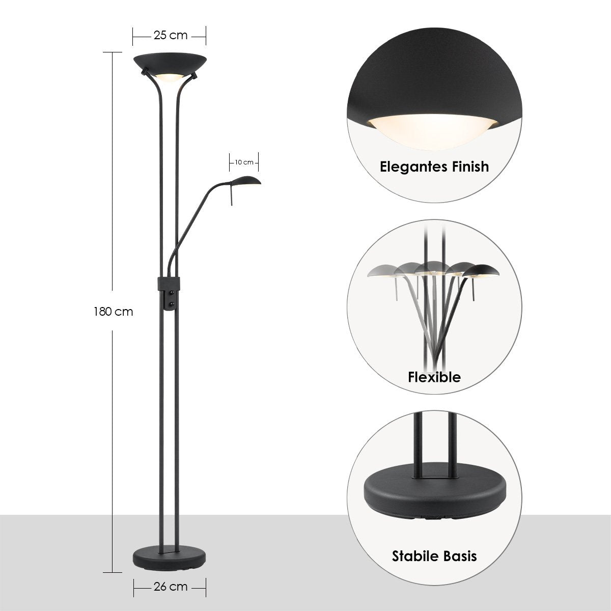 LED Uplight Stehleuchte – Modernes Schwarz