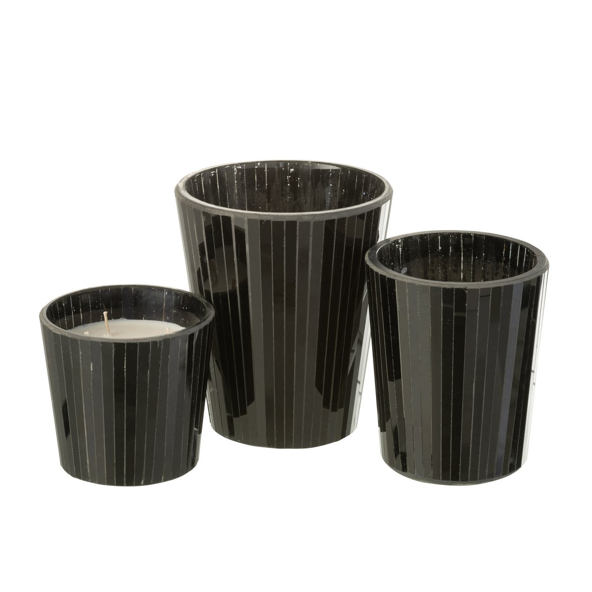 J-Line Duftkerze Noa – Spicy Twilight – Glas – Schwarz – groß – 60U